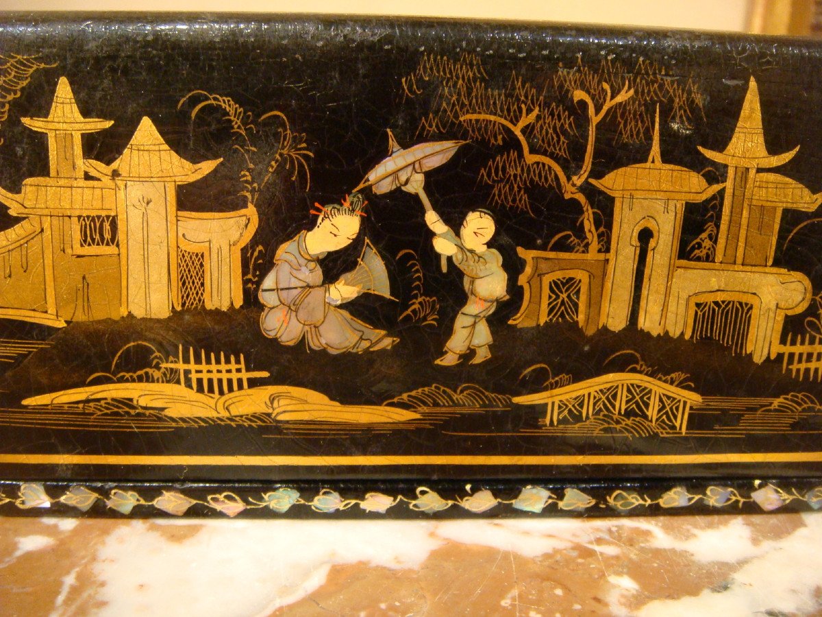 Box Box In Lacquer And Mother Of Pearl Decor Extreme Orient Second Empire Period-photo-2