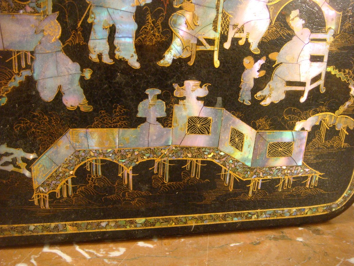 Box Box In Lacquer And Mother Of Pearl Decor Extreme Orient Second Empire Period-photo-6