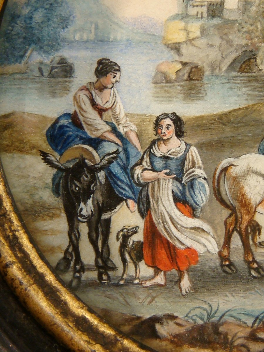 Painted Miniature Gouache Animated Scene Characters Period Late 18th Century Early 19th Century-photo-4