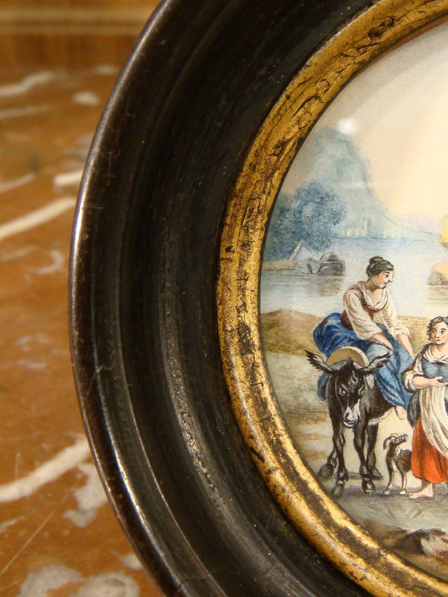 Painted Miniature Gouache Animated Scene Characters Period Late 18th Century Early 19th Century-photo-6