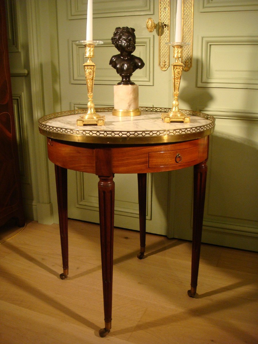 Bouillotte Pedestal Mahogany Table Louis XVI Period-photo-1