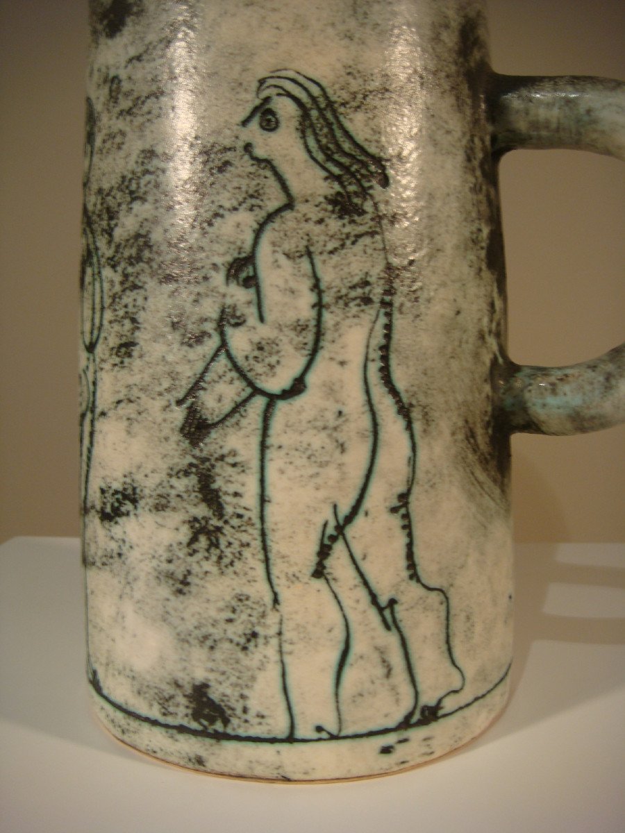 Ceramic Pitcher Adam And Eve Jacques Blin-photo-4