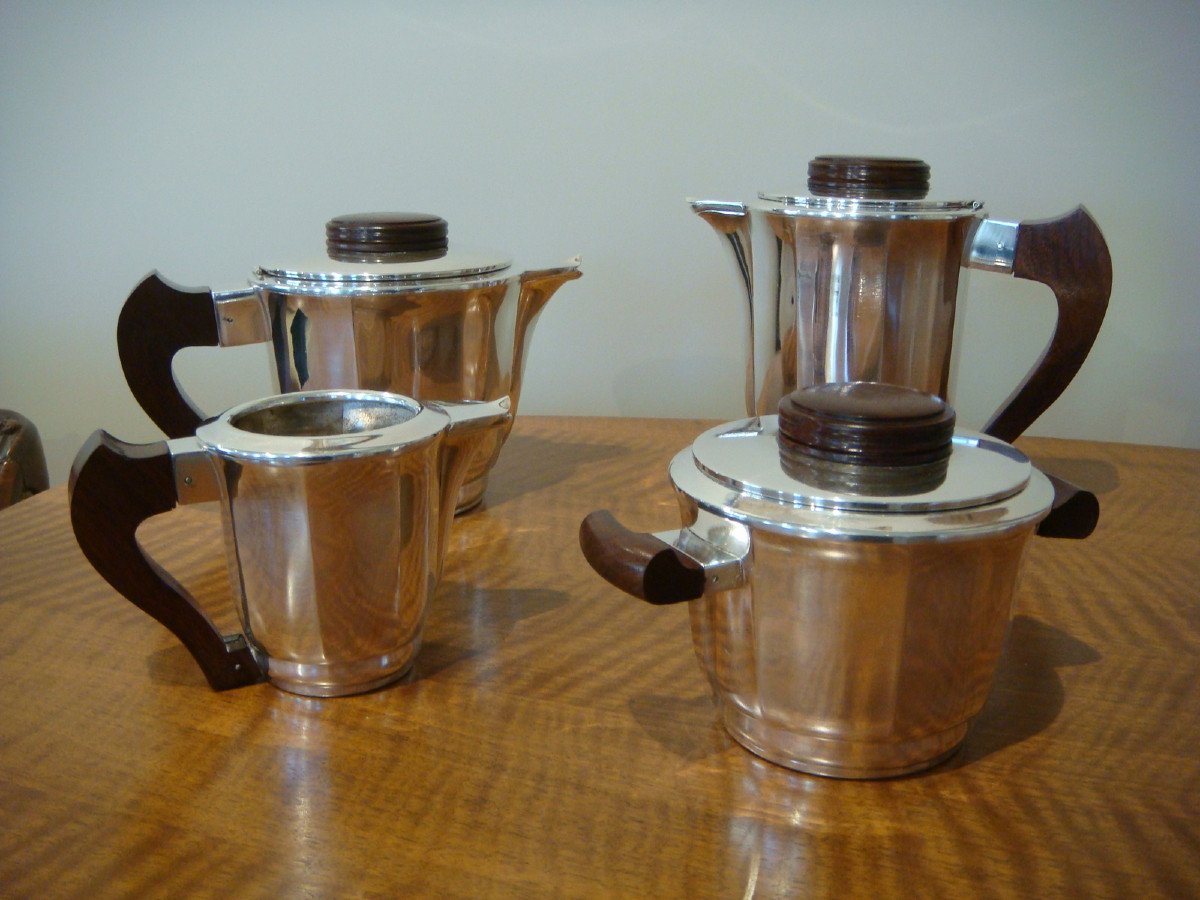 Service A The And Cafe In Silver Metal Art Deco Period-photo-4