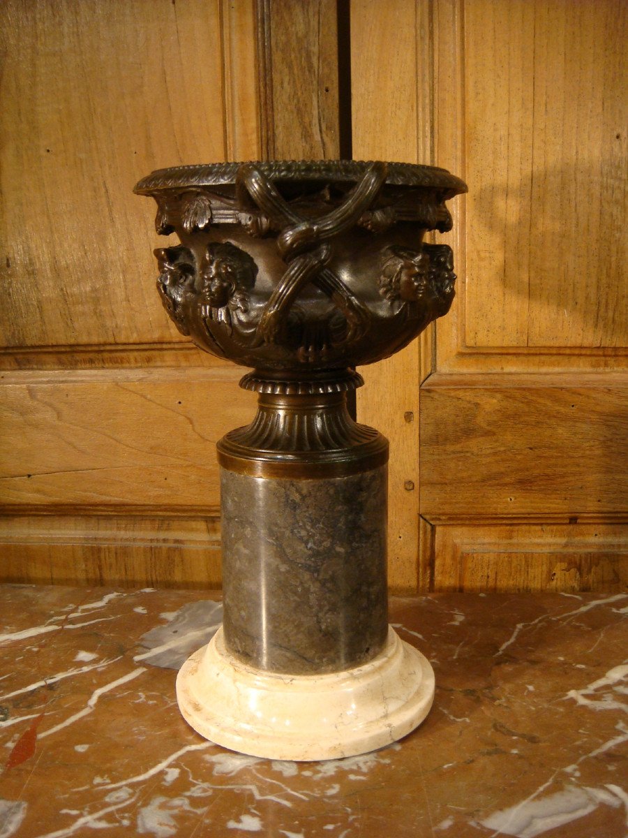 Brown Bronze Cup In Cassolette In The Antique Period 19th Century-photo-3