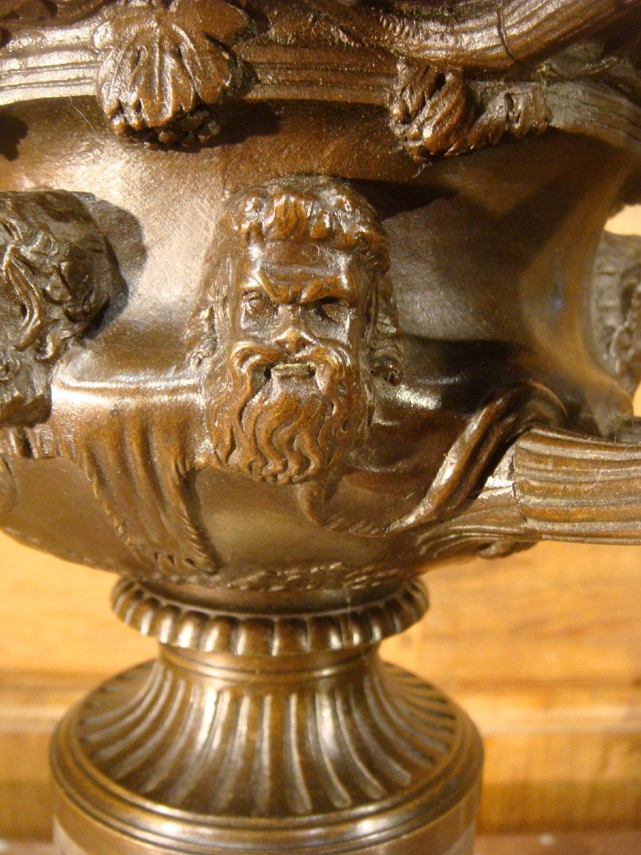 Brown Bronze Cup In Cassolette In The Antique Period 19th Century-photo-4