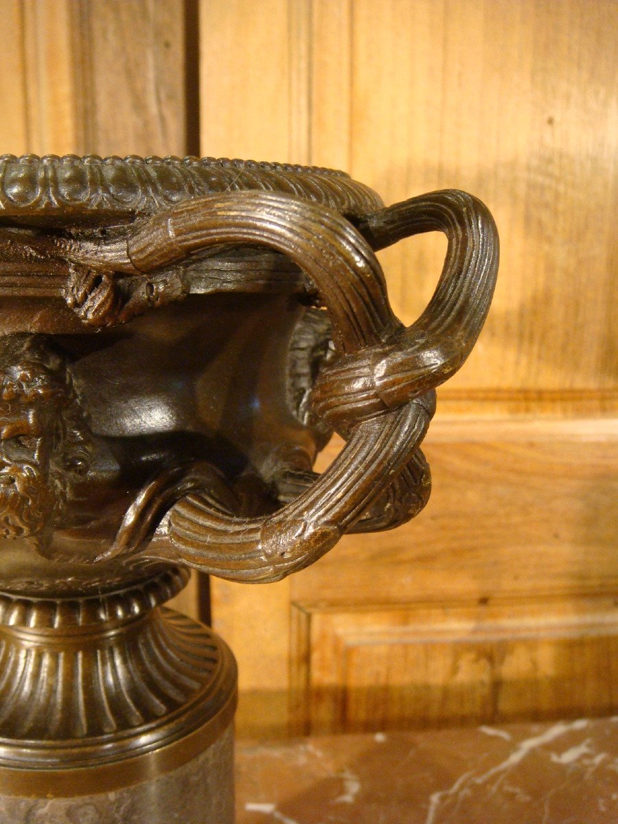 Brown Bronze Cup In Cassolette In The Antique Period 19th Century-photo-1