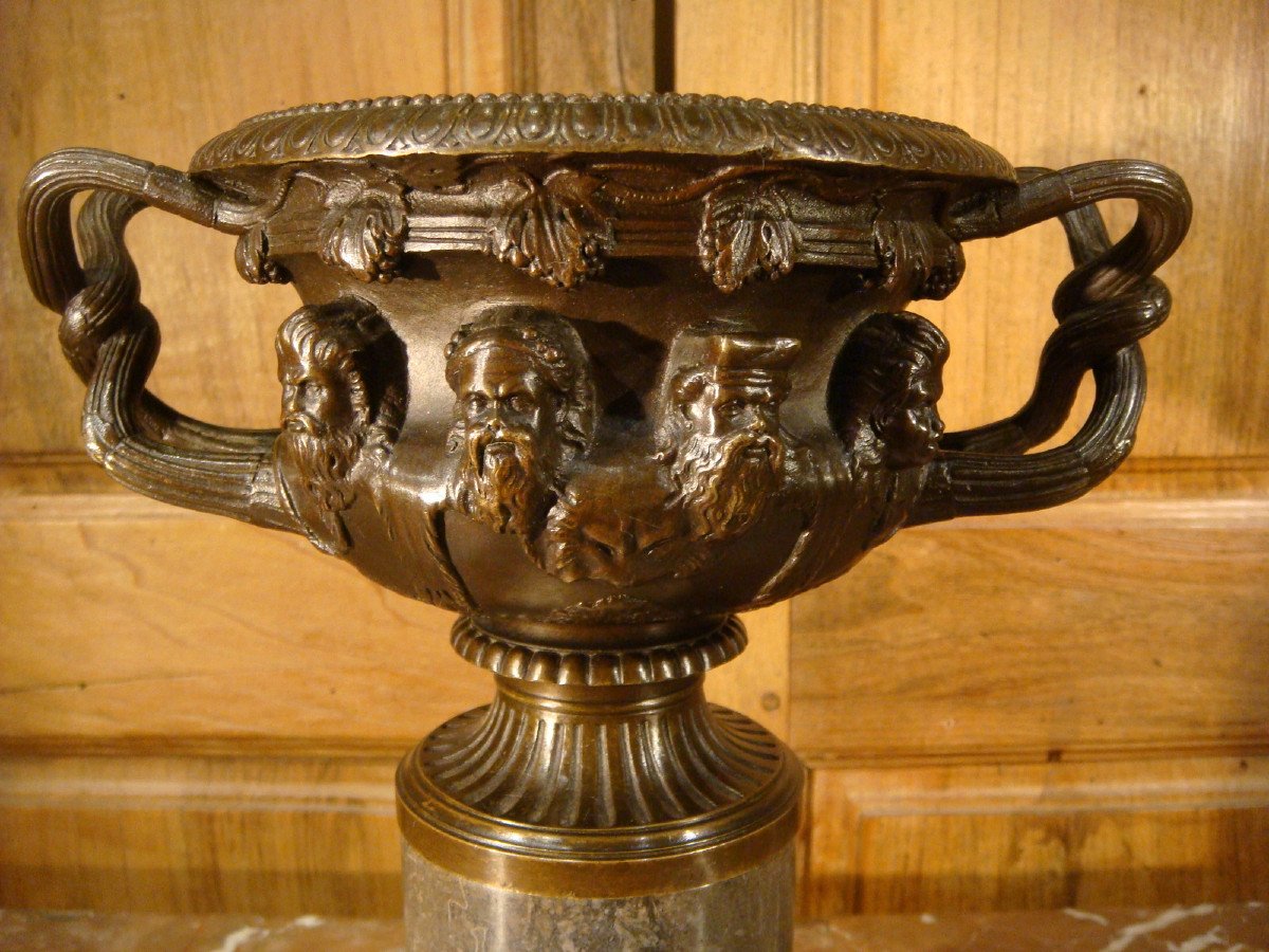 Brown Bronze Cup In Cassolette In The Antique Period 19th Century-photo-5