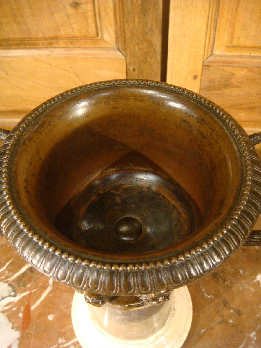 Brown Bronze Cup In Cassolette In The Antique Period 19th Century-photo-6