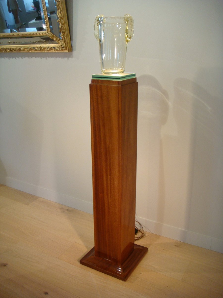Presentation Column With Illuminated Glass Slab Art Deco Period-photo-2