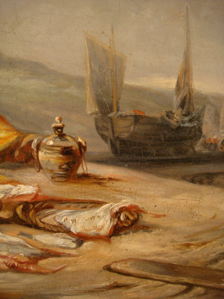 Tableau Marine Enfants De Pecheurs Epoque XIX ème -photo-4