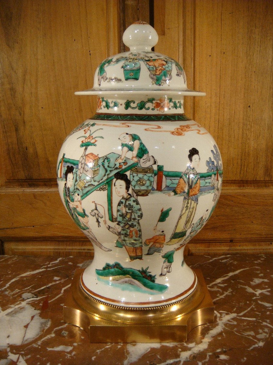 Porcelain Potiche From The Famille Verte China - 19th Century-photo-2