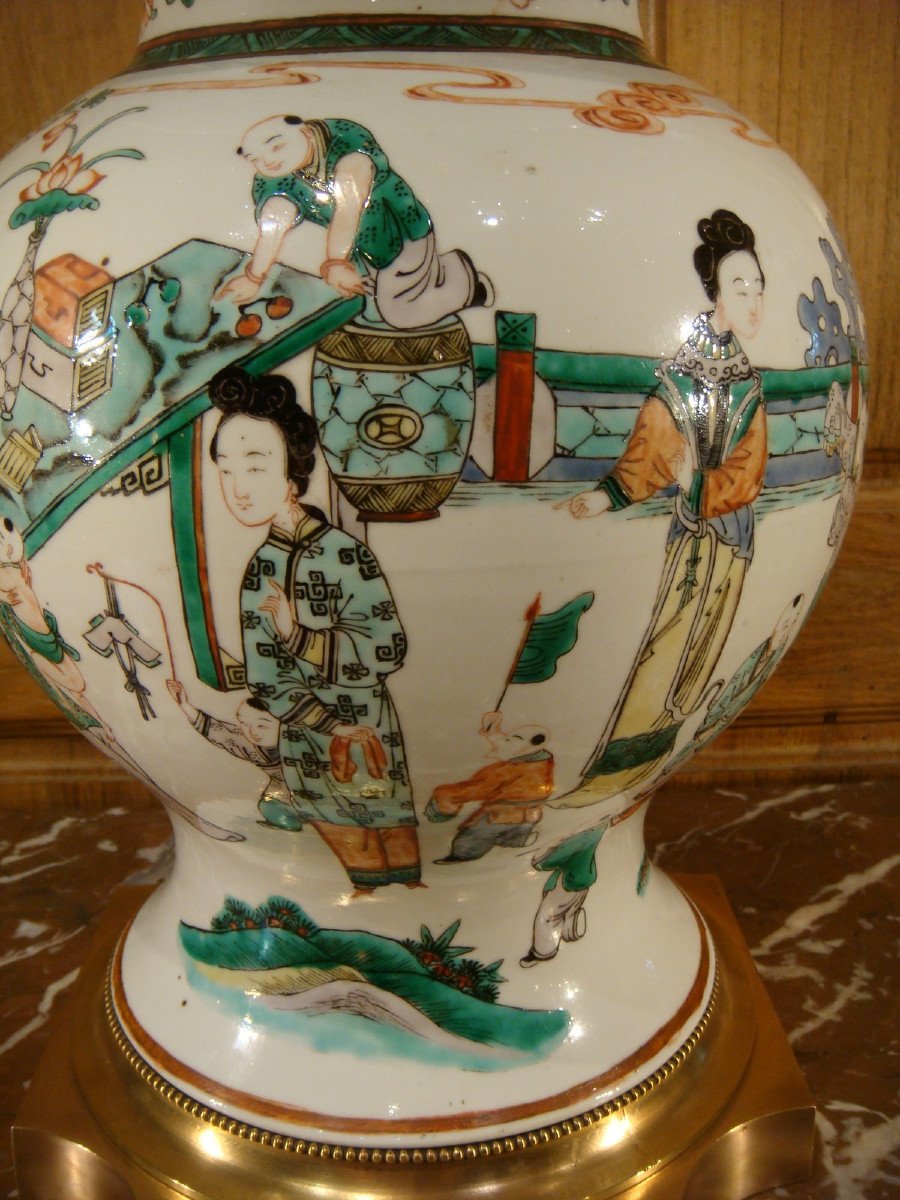 Porcelain Potiche From The Famille Verte China - 19th Century-photo-3
