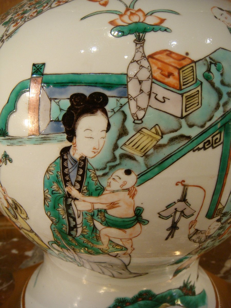 Porcelain Potiche From The Famille Verte China - 19th Century-photo-4
