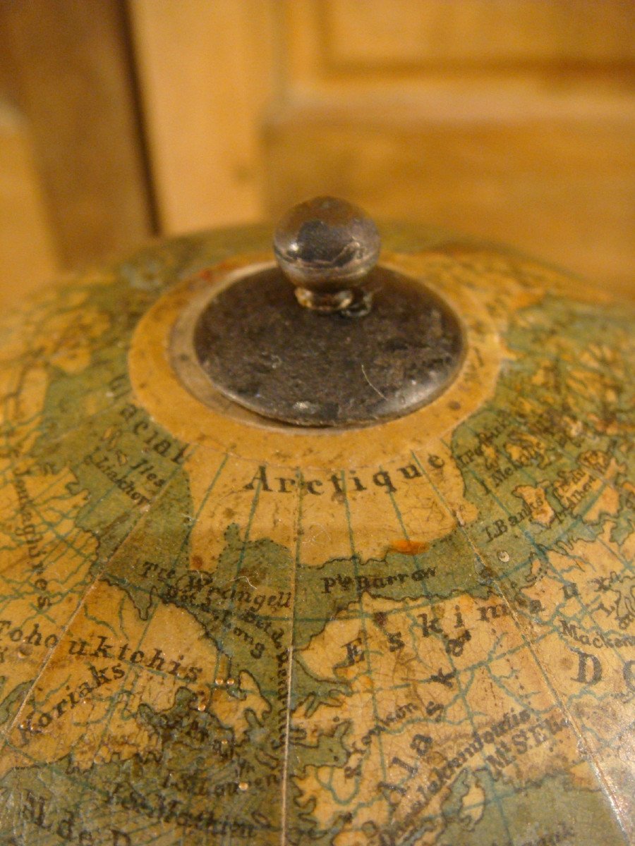 Small Terrestrial Globe On Feet Turns Period Late 19th Century-photo-4