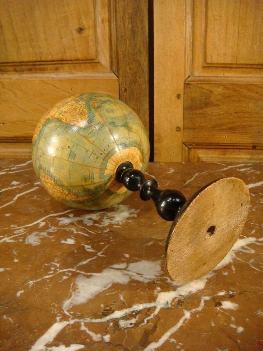 Small Terrestrial Globe On Feet Turns Period Late 19th Century-photo-8