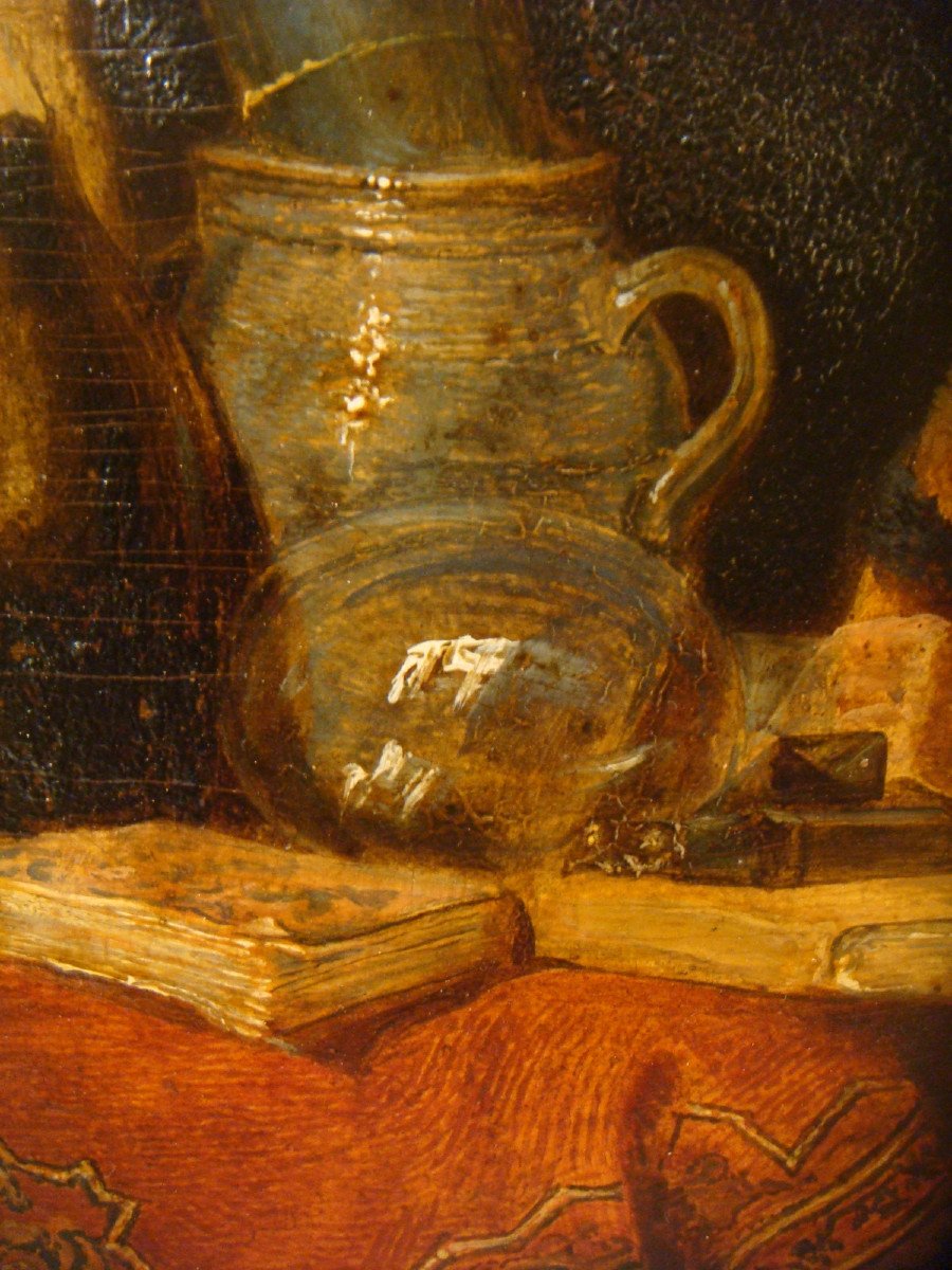 L’apothicaire Alchimiste Tableau Huile Sur Panneau Epoque Fin XVIII ème Siècle-photo-1