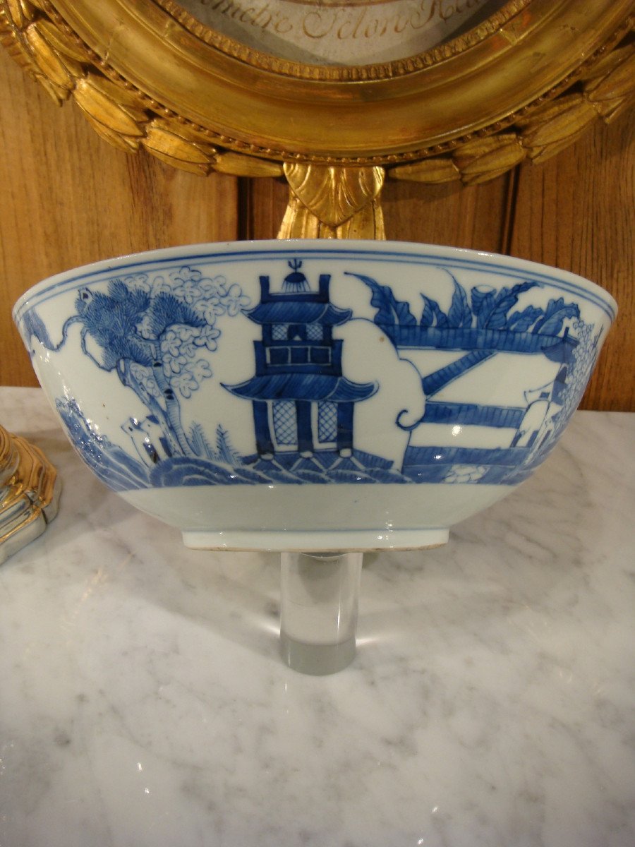 Chinese Blue White Porcelain Salad Bowl - 19th Century-photo-2