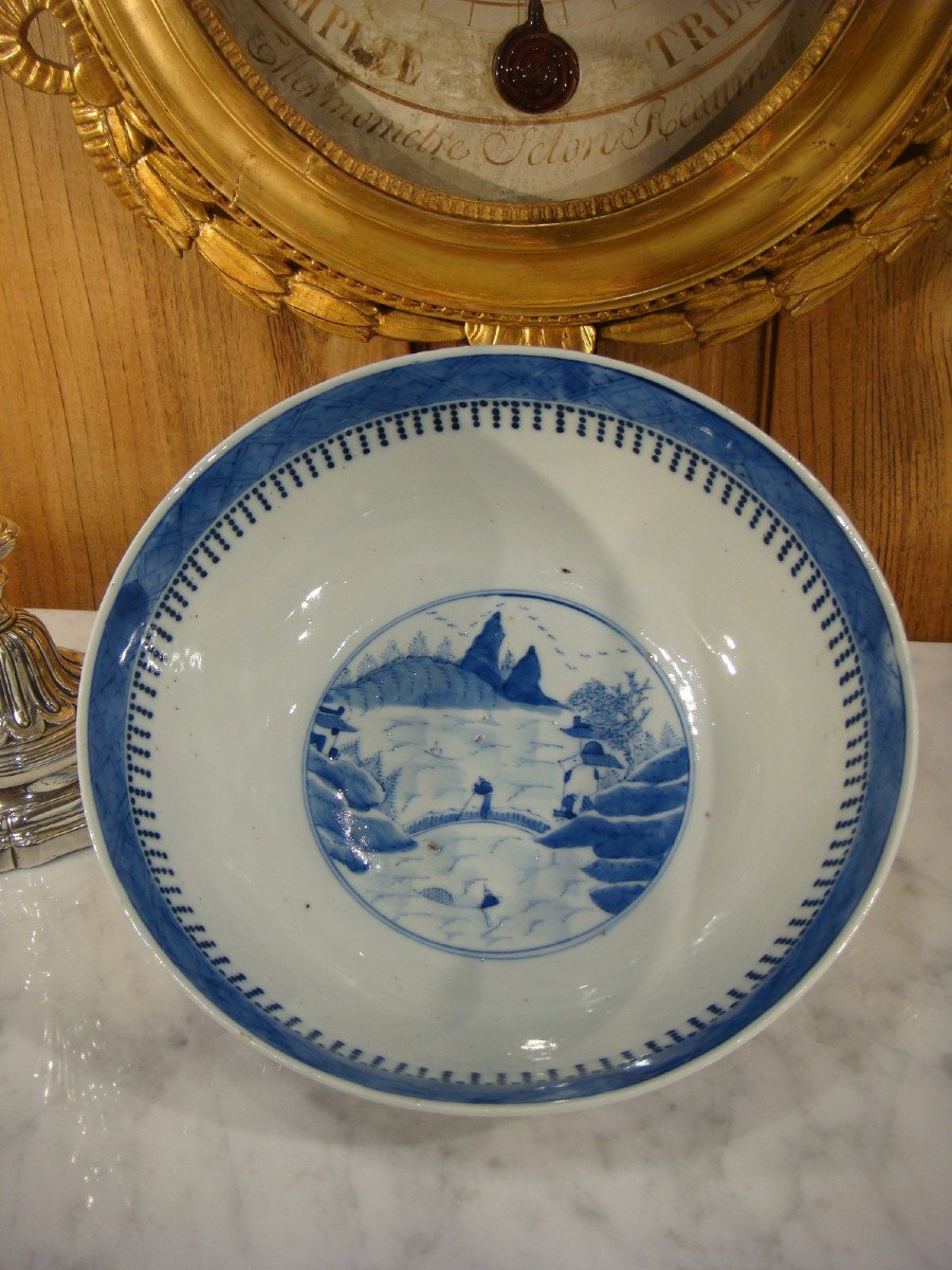Chinese Blue White Porcelain Salad Bowl - 19th Century-photo-3