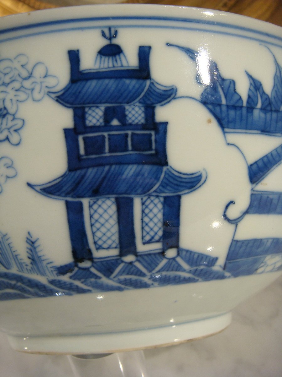 Chinese Blue White Porcelain Salad Bowl - 19th Century-photo-4