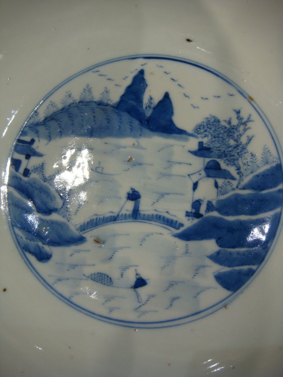 Chinese Blue White Porcelain Salad Bowl - 19th Century-photo-1