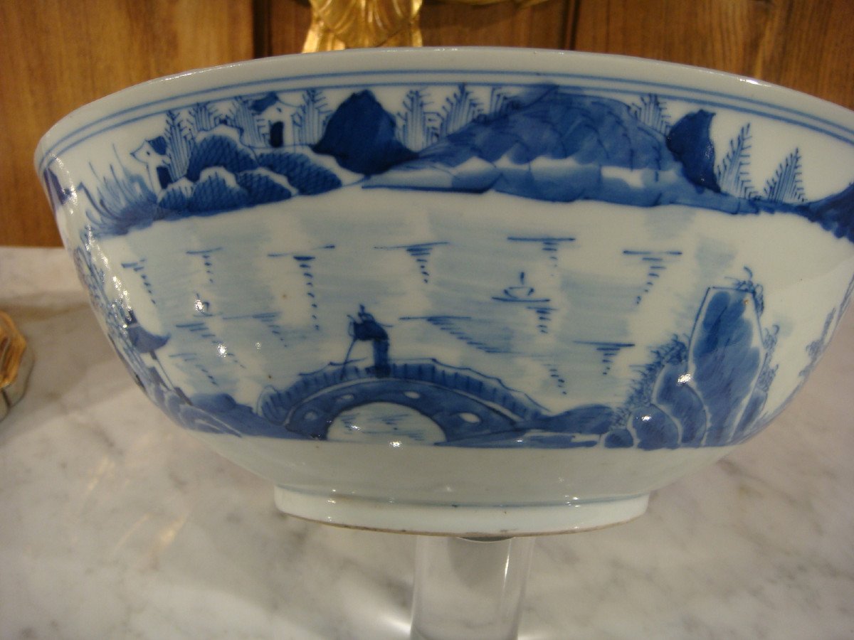 Chinese Blue White Porcelain Salad Bowl - 19th Century-photo-4