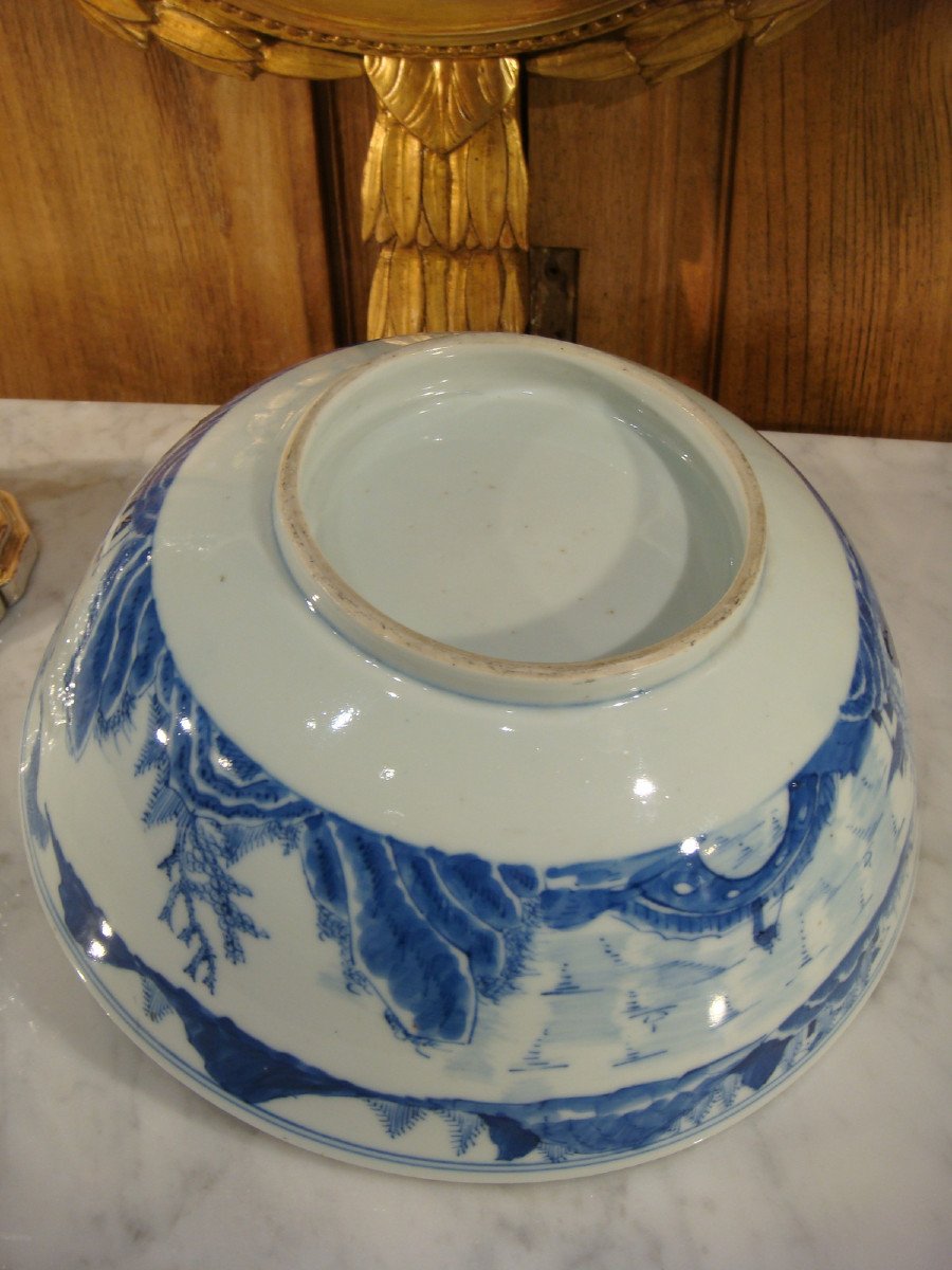 Chinese Blue White Porcelain Salad Bowl - 19th Century-photo-7