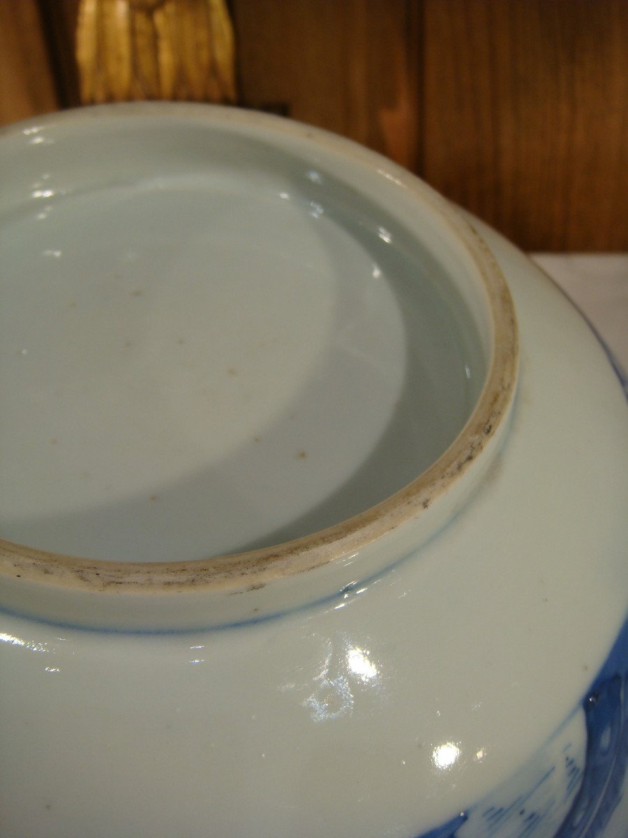 Bol Saladier En Porcelaine Blanc Bleu Chine - Epoque XIX ème-photo-8