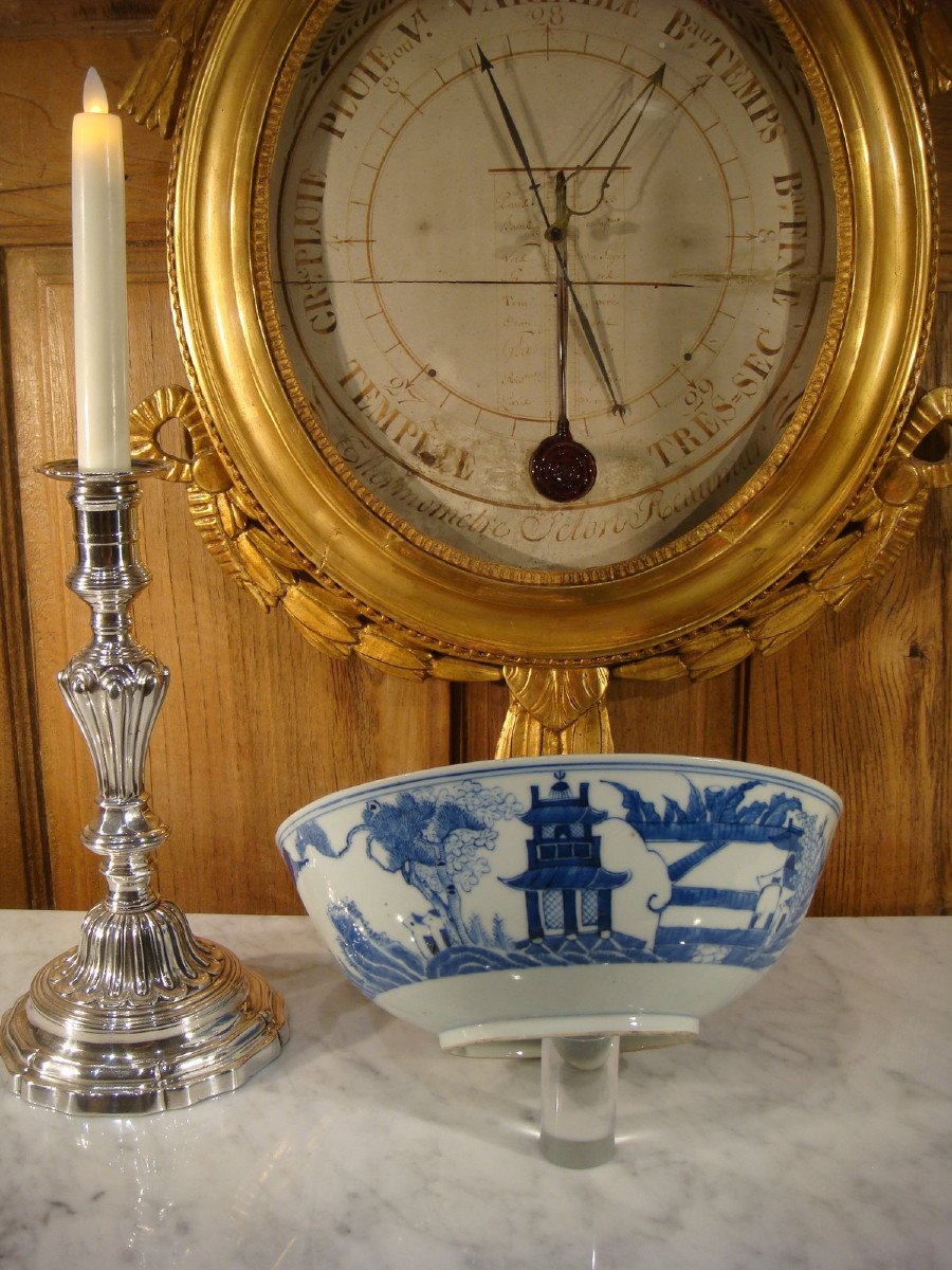 Bol Saladier En Porcelaine Blanc Bleu Chine - Epoque XIX ème
