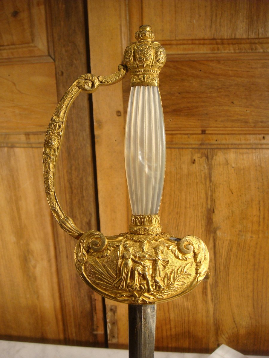 Officer's Sword In Gilt Bronze And Mother-of-pearl Period Around 1830-photo-3