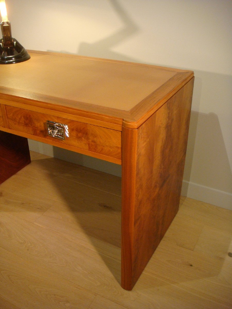 Desk In Blond Walnut Wood Art Deco Period Circa 1930-photo-3