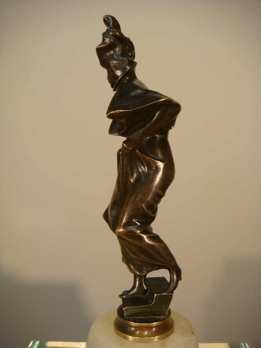 Bronze Sculpture Young Parisian In The Wind Of Van Hove - Period 1900-photo-3