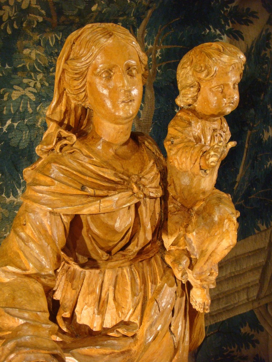 Virgin And Child In Carved Wood Period 18th-photo-2