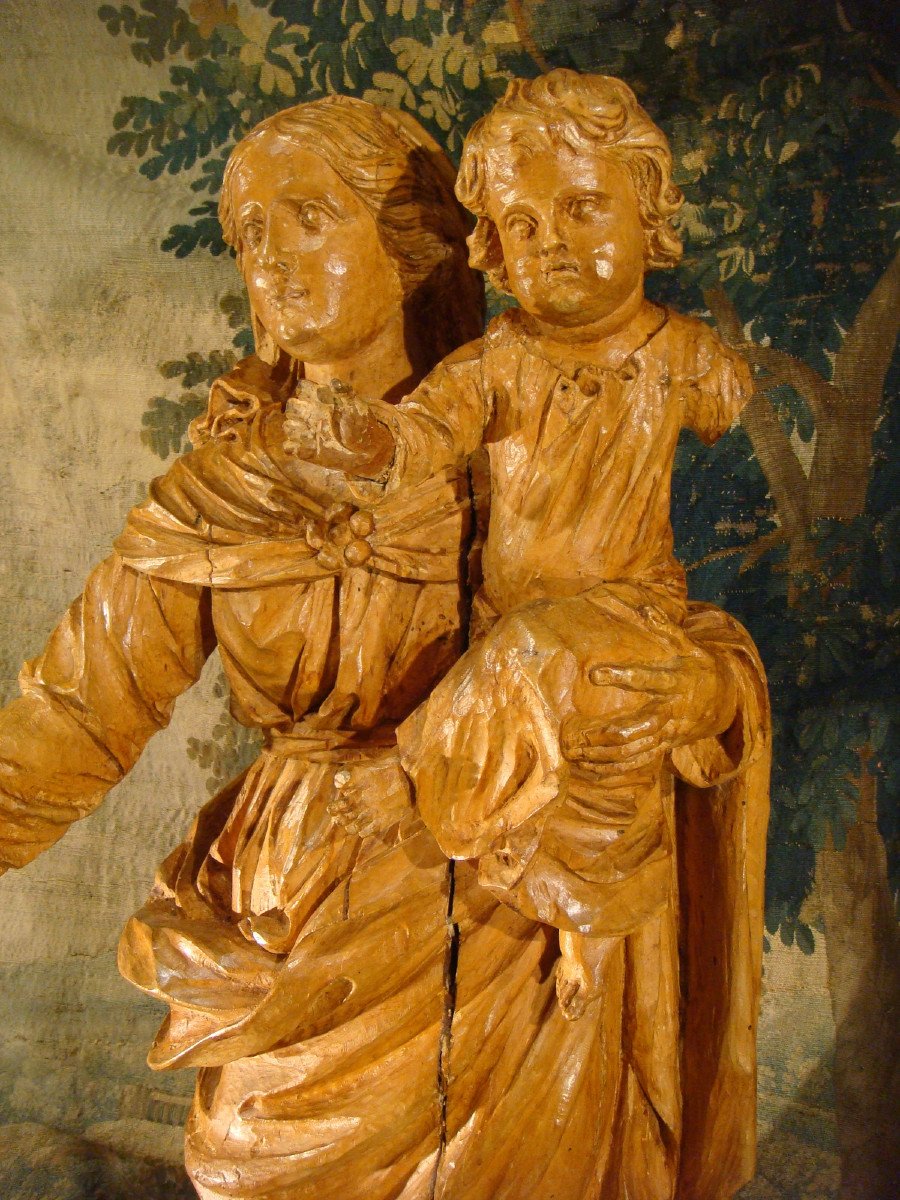 Virgin And Child In Carved Wood Period 18th-photo-1