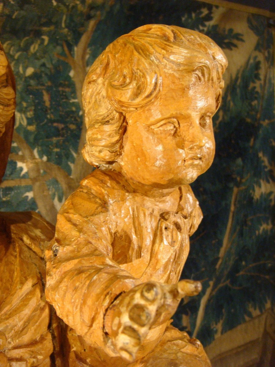 Virgin And Child In Carved Wood Period 18th-photo-4