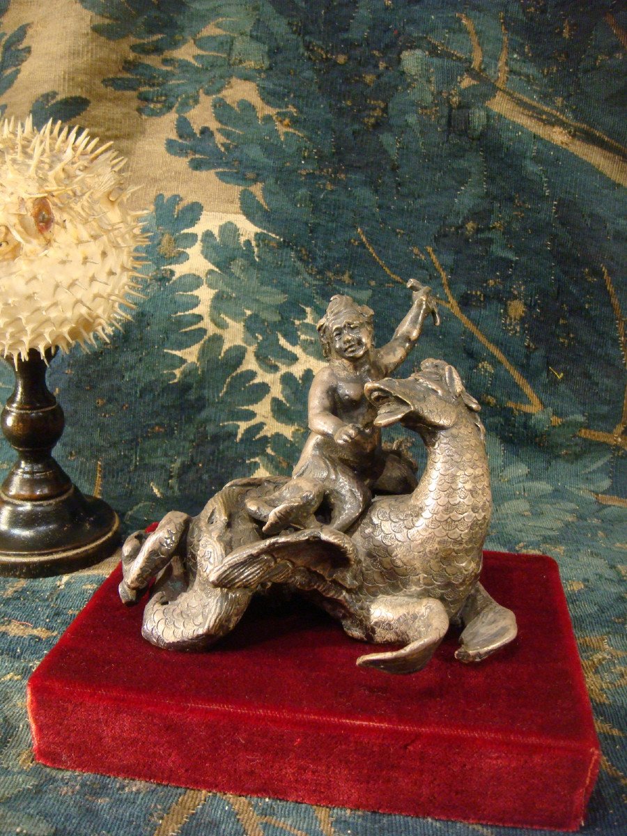 Silver Bronze Sculpture Triton Period XVII 