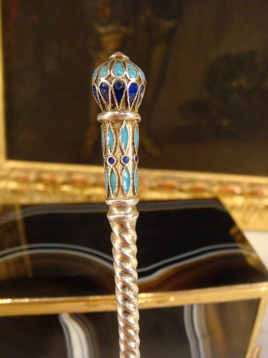 Russian Moscow Cloisonne Silver Spoon-photo-4