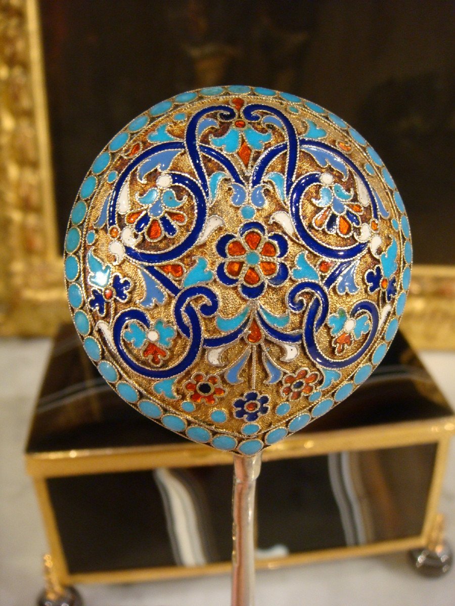 Cuillere En Argent Cloisonne Moscou Russe-photo-2