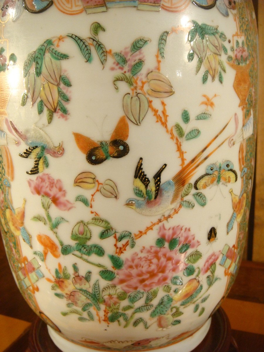 China Canton Lamp Vase - 19th Century -photo-7