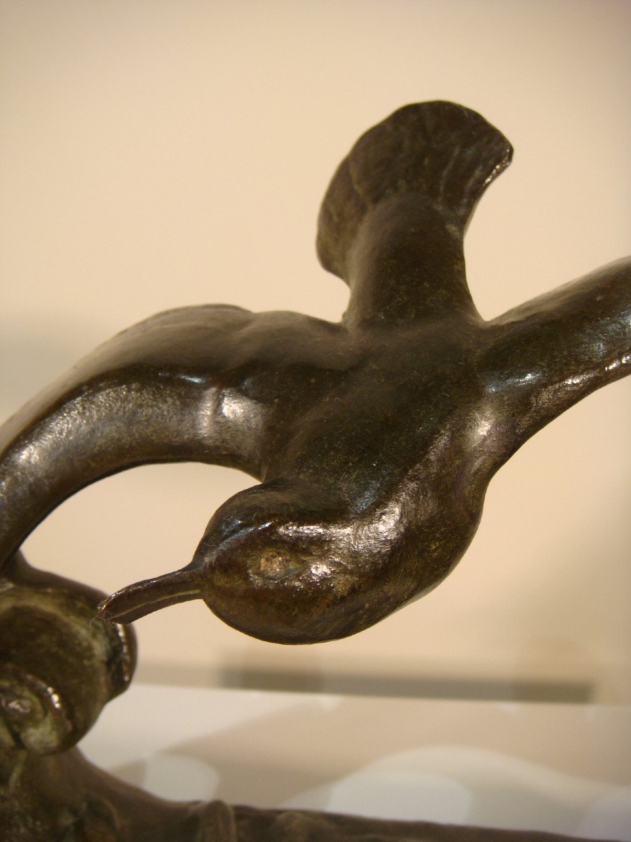 Bronze Sculpture Seagull On A Wave Art Deco Period-photo-5