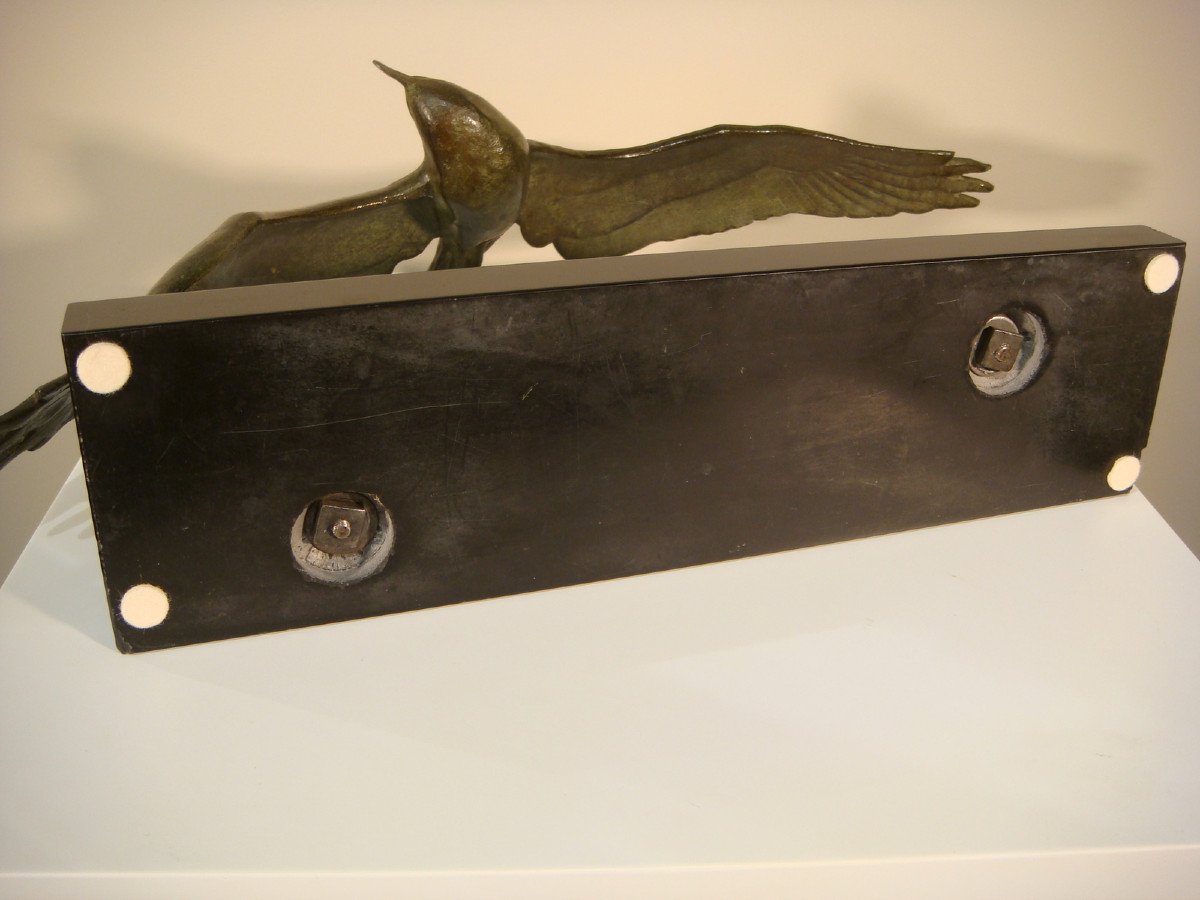 Bronze Sculpture Seagull On A Wave Art Deco Period-photo-8