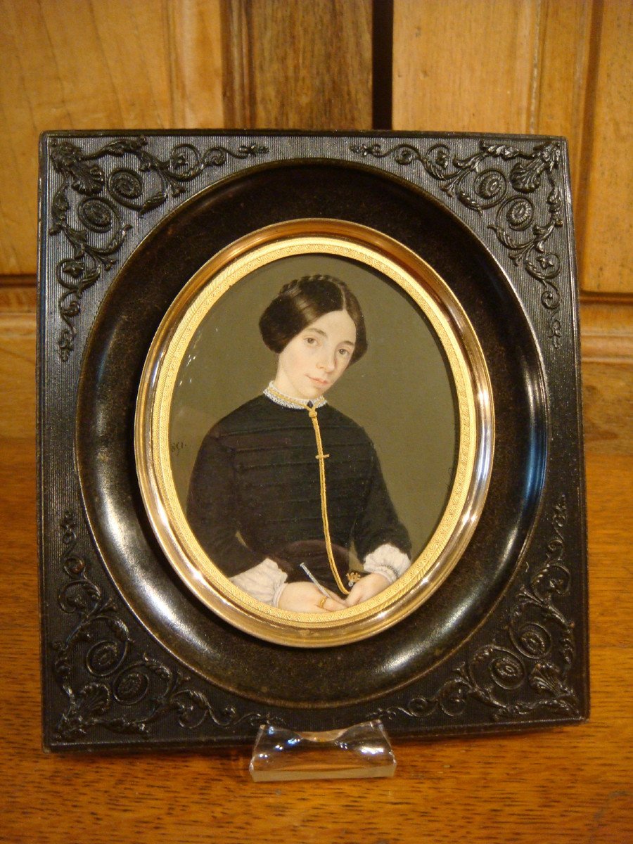 Miniature Portrait D’une Jeune Femme Epoque Fin Louis Philippe -photo-2
