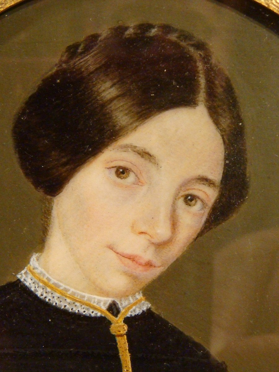 Miniature Portrait D’une Jeune Femme Epoque Fin Louis Philippe -photo-4