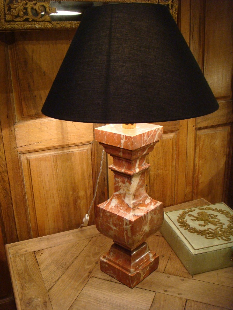 Louis XIV Style Marble Baluster Lamp -photo-2