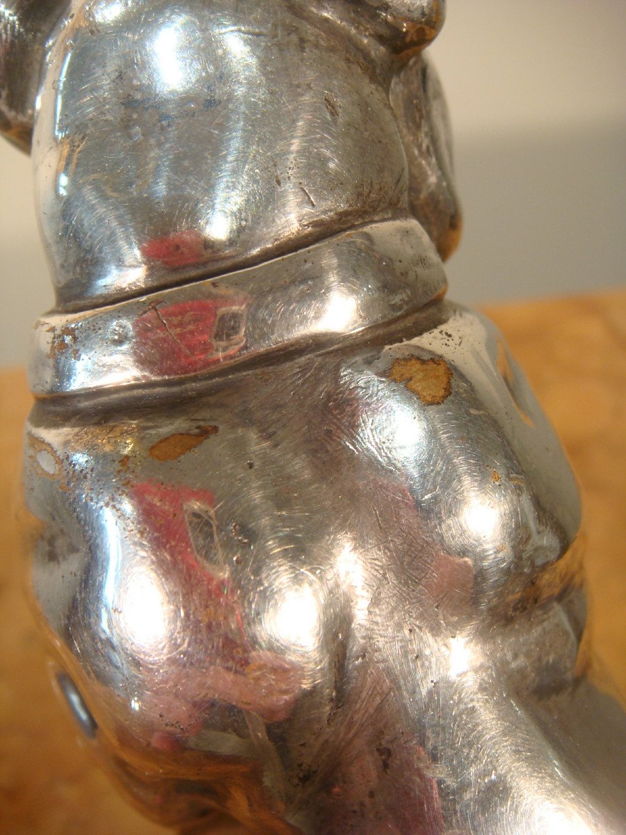 Bulldog Sculpture In Silver Bronze Bourcart - Period Circa 1930 -photo-6