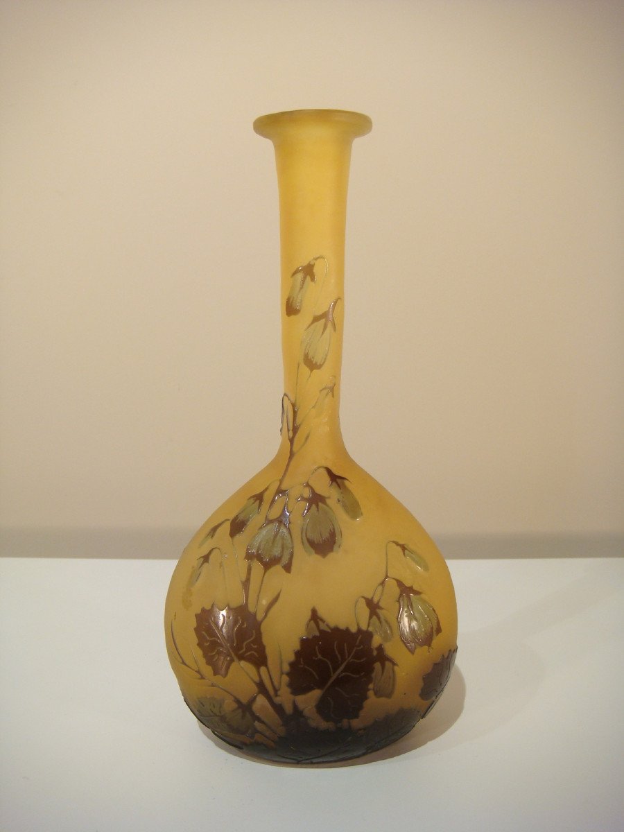 Galle Petit Vase Soliflore Aux Violettes Epoque Art Nouveau 