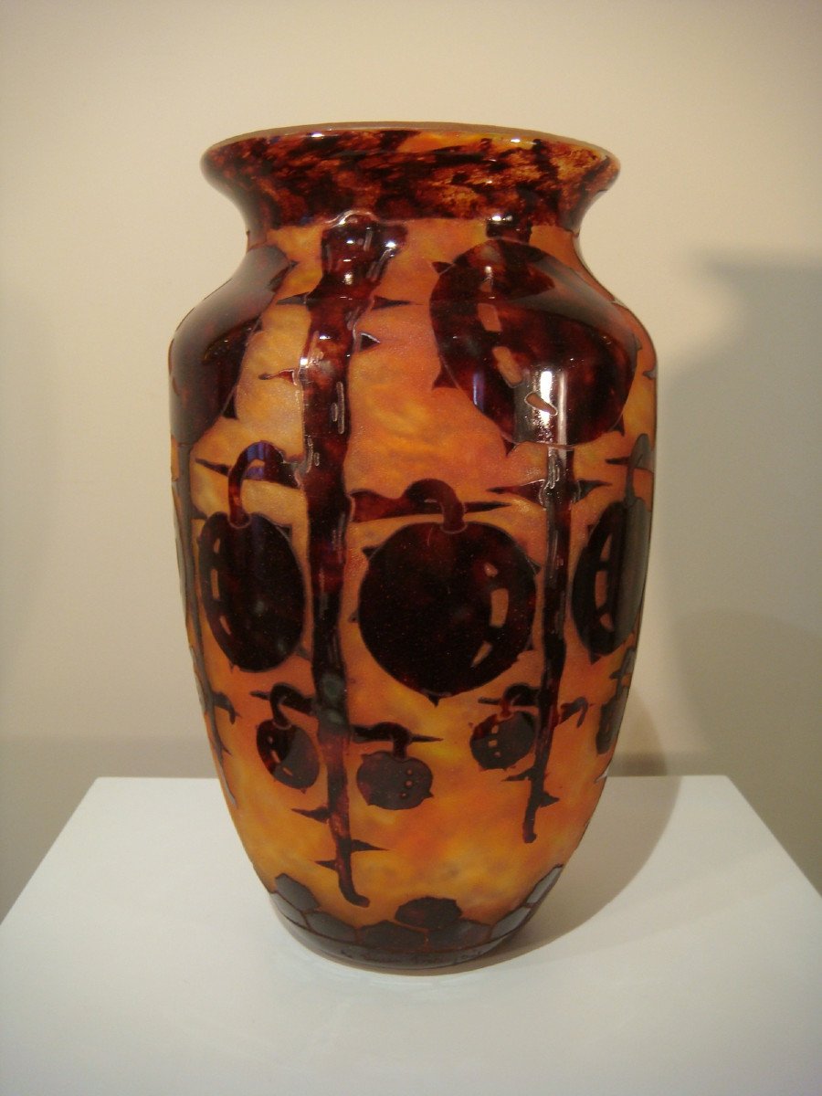 Vase With Chestnuts French Glass Period Circa 1900 -photo-8