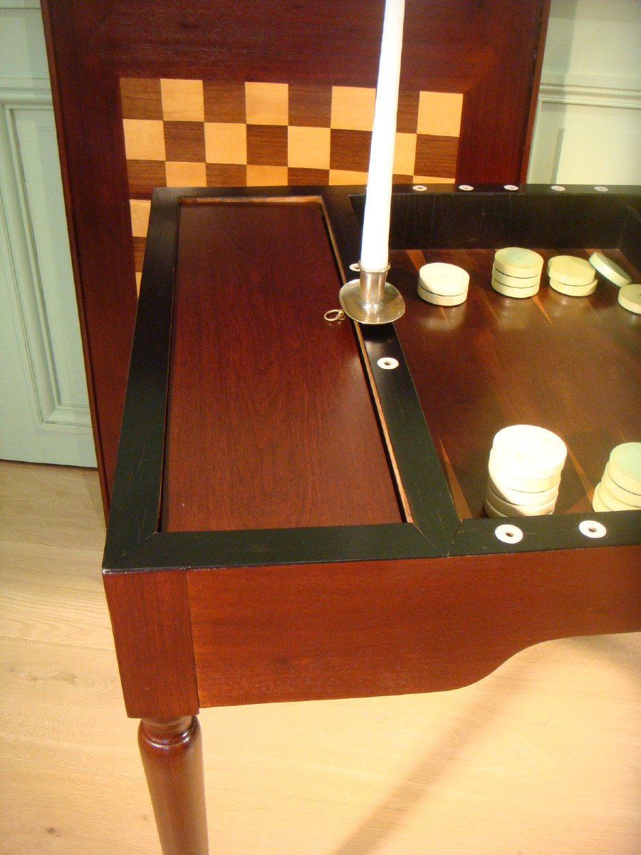 Table A Jeux Tric Trac En Acajou Estampillee De L.Martine Epoque Directoire -photo-4
