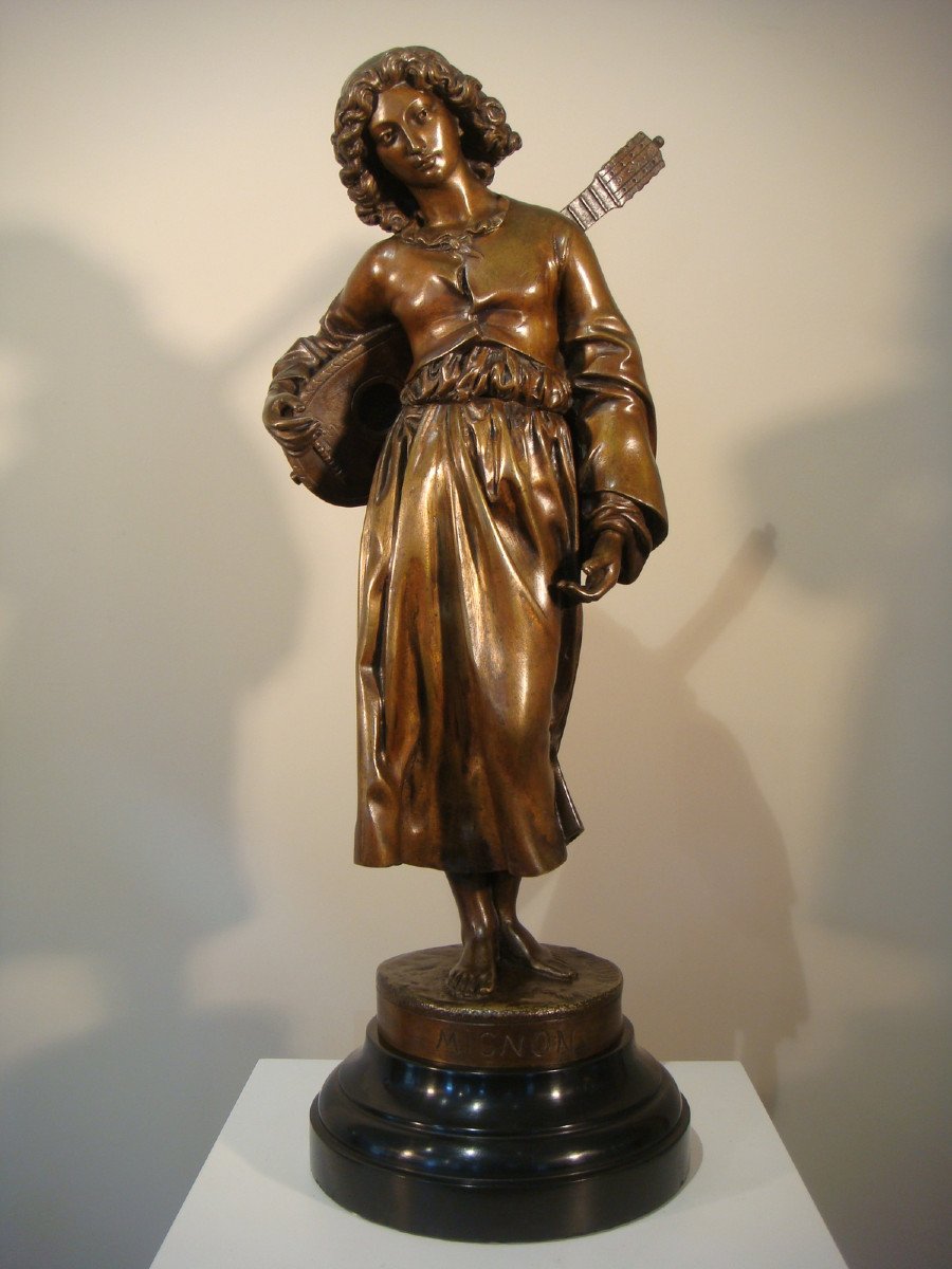 Sculpture En Bronze Jeune Troubadour Falguiere - Epoque Fin XIX ème 