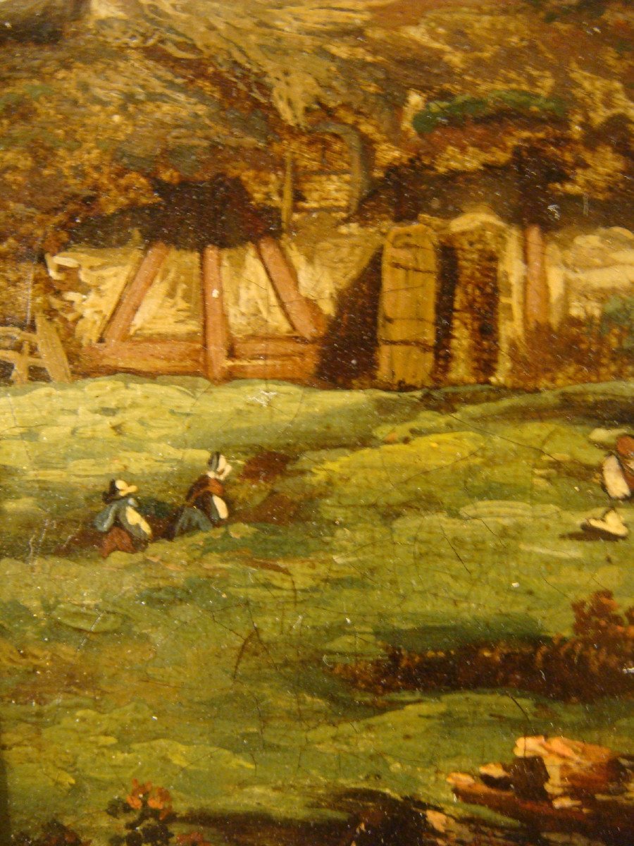 Tableau Huile Sur Toile Bord De Riviere Anime Dupré - Epoque Milieu XIX ème -photo-6