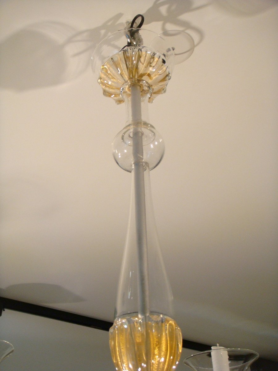 Large Murano Blown Glass Chandelier Circa 1940-photo-2